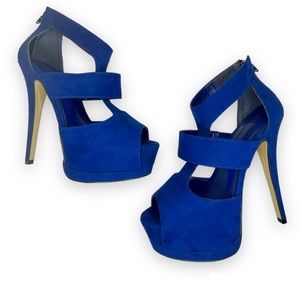 Shoedazzle Women's 6-inch platform heels, size 8 US, royal blue